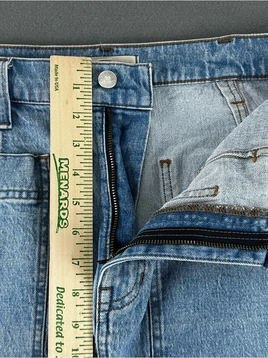 Madewell Size 30 Denim Midi Skirt Light Wash Rigid Flare Front Slit - Picture 4 of 8